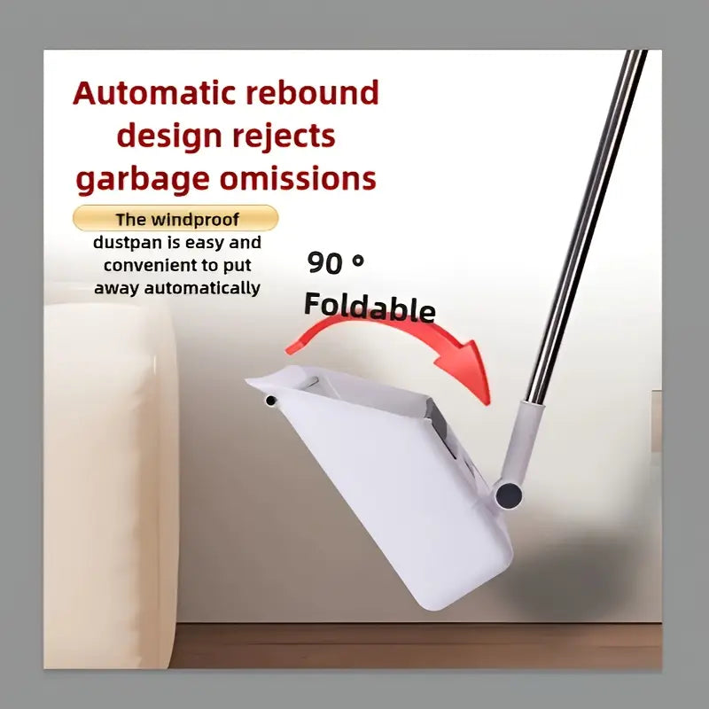 "2-in-1 Broom and Dustpan Combo with Built-In Teeth – Perfect for Home & Office Cleaning"