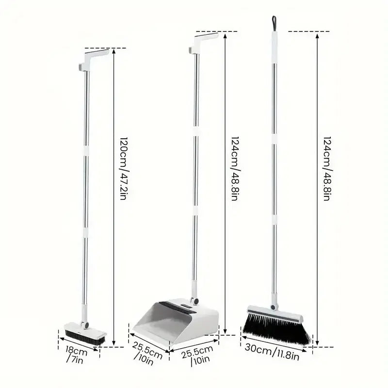 "2-in-1 Broom and Dustpan Combo with Built-In Teeth – Perfect for Home & Office Cleaning"