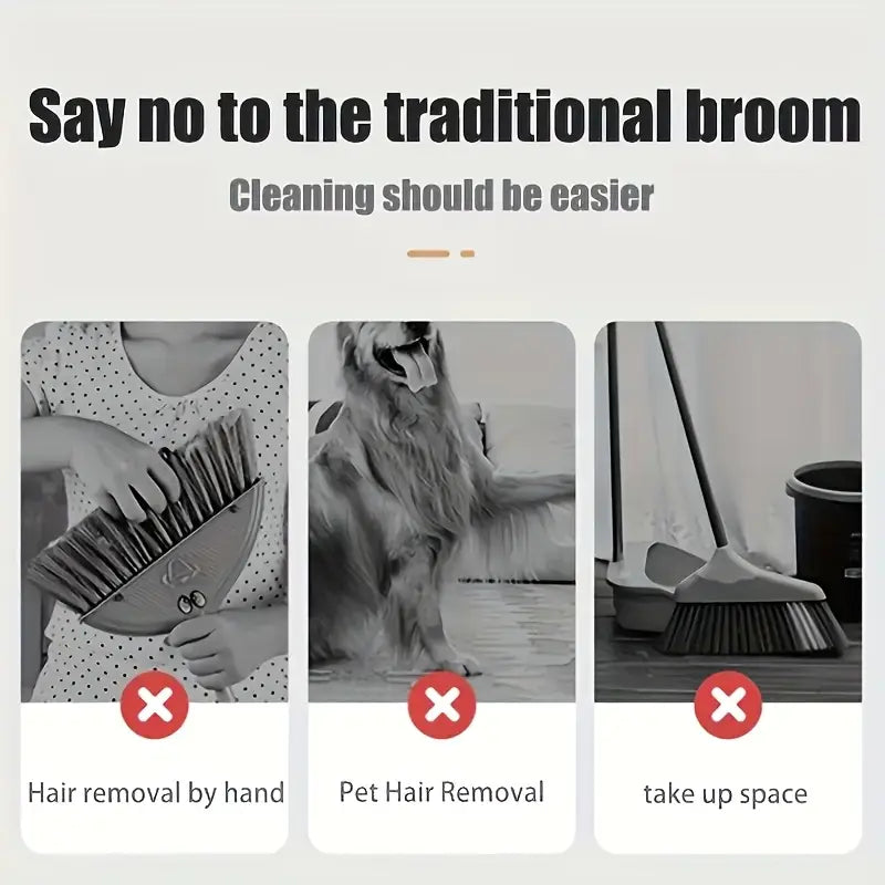 "2-in-1 Broom and Dustpan Combo with Built-In Teeth – Perfect for Home & Office Cleaning"