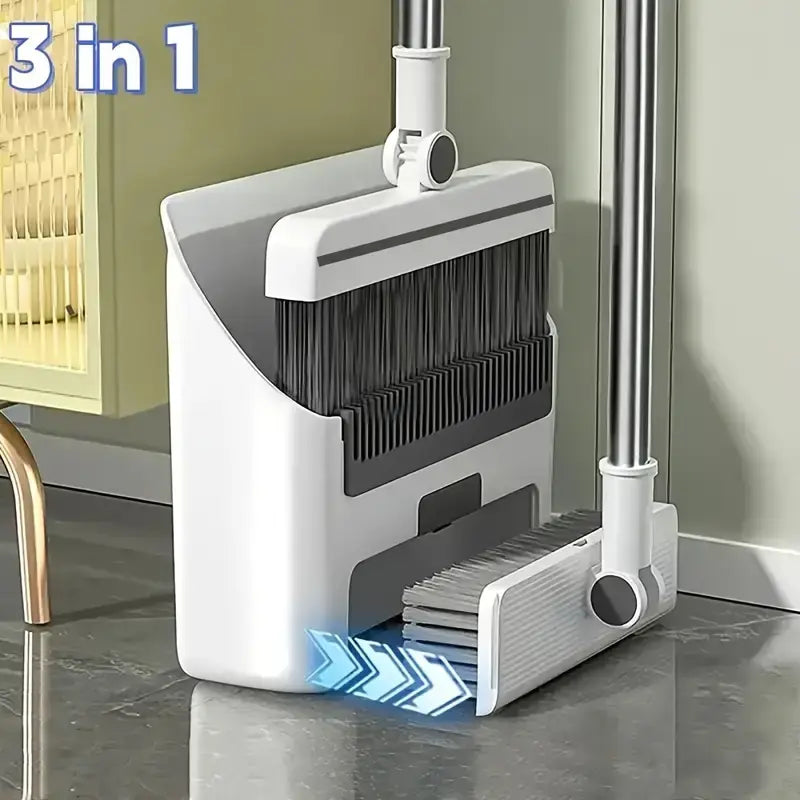 "2-in-1 Broom and Dustpan Combo with Built-In Teeth – Perfect for Home & Office Cleaning"
